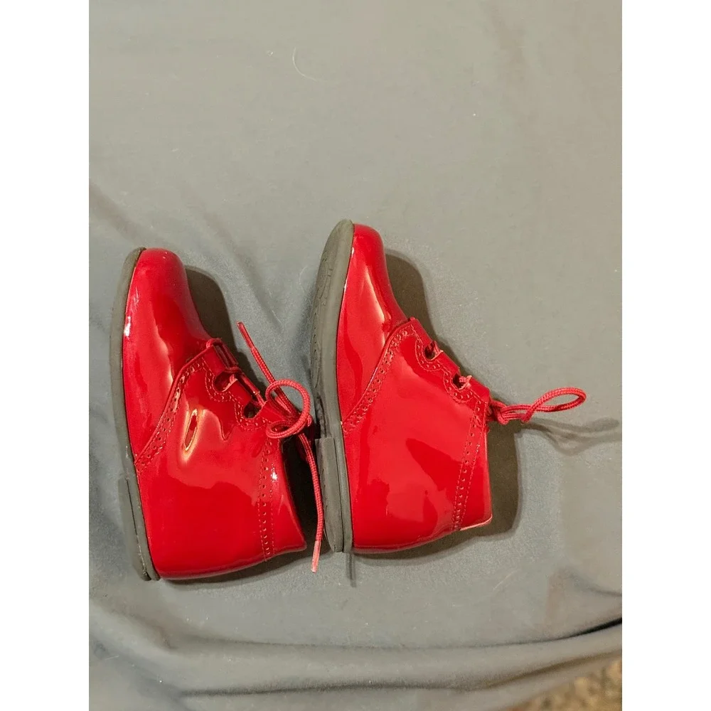 Beberils Size 21 Baby Toddler Booties‎ Shoes Patent Leather Tie Unisex Boy Girl